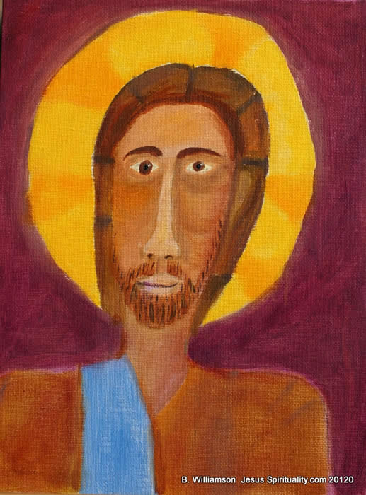 Jesus with beard and golden halo